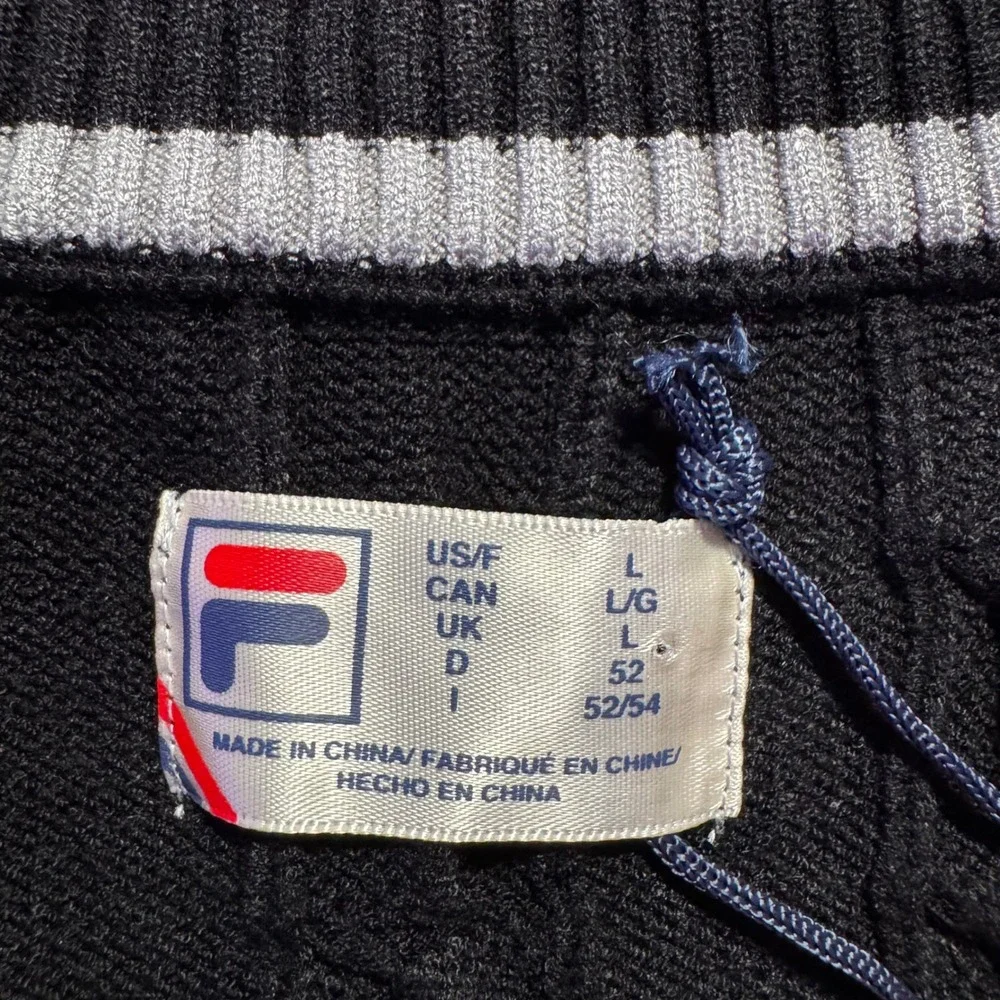 FILA Baseline Cable Knit Vest‎ Mens Large Black Sleeveless Sweater Heavyweight